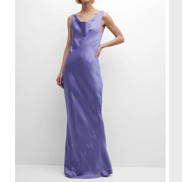 Norma Kamali Maria Cowl-Neck Sleeveless Satin Gown - Picture 1 of 6